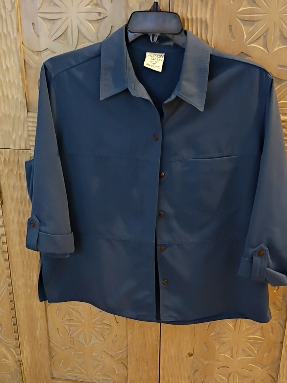 Button-Front Navy Utility Jacket by